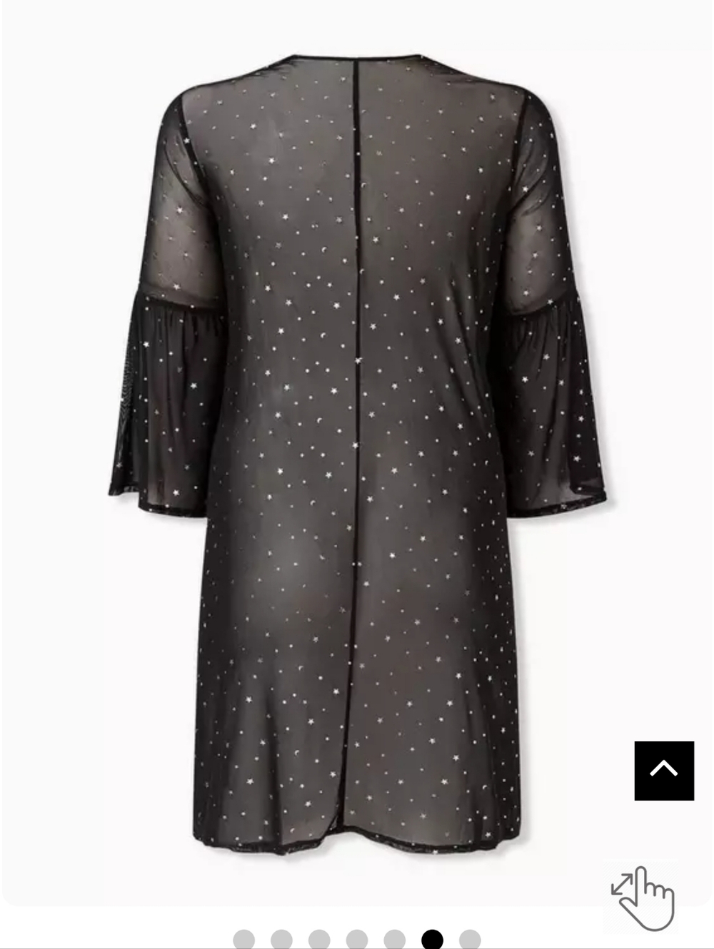 NWOT DEADSTOCK TORRID Black Mesh & Iridescent Star Bell Sleeve Longline Kimono - Picture 6 of 9